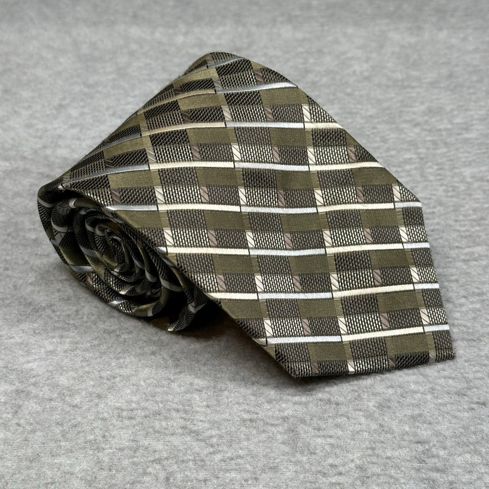 Bergamo New York X-Long Green Geometric Mens Necktie